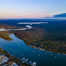 Drone view, Noosa River and Hinterland, Noosaville