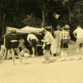 Entries tent outside Wave Kiosk, first Noosa Surfing Championships, Noosa Heads, 7-8 September 1968