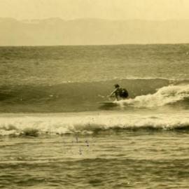Board rider, Tea Tree Bay, Noosa National Park, Noosa Heads, ca 1968