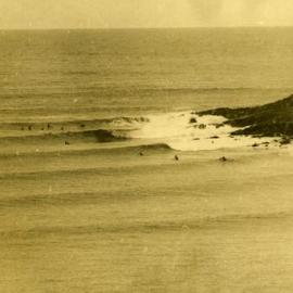 Board riders, Tea Tree Bay, Noosa National Park, Noosa Heads, ca 1960s