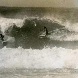 Board riders, Noosa National Park, Noosa Heads, February 1975