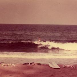 Board riders, Noosa Main Beach, Noosa Heads, ca 1960s