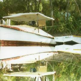 Reflections, 'Jannett' and dinghy, Noosa River, Noosaville, ca 1990s