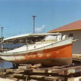 In the slips, 'Jannett', Gympie Terrace, Noosaville, May 1974