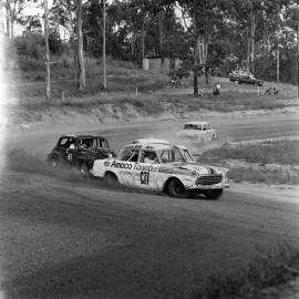 Car racing, speedway meeting, Caboolture, ca May 1973