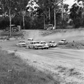 Car racing, speedway meeting, Caboolture, ca May 1973