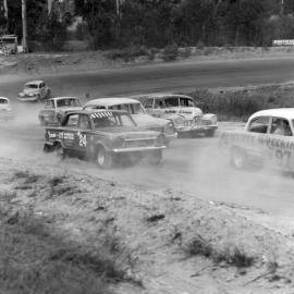 Car racing, speedway meeting, Caboolture, ca May 1973