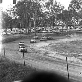 Car racing, speedway meeting, Caboolture, ca May 1973