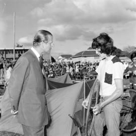Duke of Edinburgh and participants, Duke of Edinburgh Gold Awards ceremony, Maryborough, 24 October 1973