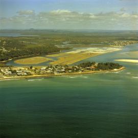 Aerial view, Noosa Woods and Noosa Sound, Noosa Heads, ca April 1974