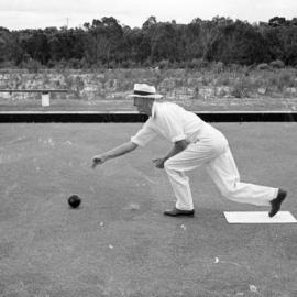 Bowler, Greens Christening day celebrations, Noosa Heads Bowls Club, Lanyana Way, Noosa Heads, 26 December 1969