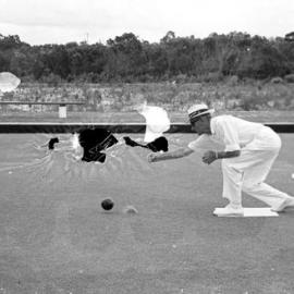 Bowler, Greens Christening day celebrations, Noosa Heads Bowls Club, Lanyana Way, Noosa Heads, 26 December 1969