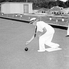 Bowler, Greens Christening day celebrations, Noosa Heads Bowls Club, Lanyana Way, Noosa Heads, 26 December 1969