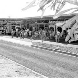 Crowds, official opening, Arcadia Shopping Centre, Arcadia Street, Noosa Junction, Noosa Heads, 1970s