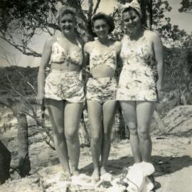 Connie Moller, Joan Bowden and Carol Anderson, Noosa Heads, 1940s