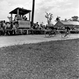 Cyclists, track cycling race, Cooroy,1961