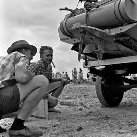 Checking the propeller,  Speedboat Racing Competitor, Noosa River, Tewantin, 1967
