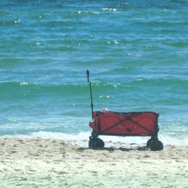 All alone, beach trolley, Noosa Main Beach, Noosa Heads, September 2021