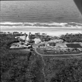 Aerial view, Teewah Beach community, Noosa North Shore, 1970
