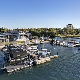 Drone view, Noosa Yacht and Rowing Club, 142 Gympie Terrace, Noosaville, 5 May 2023