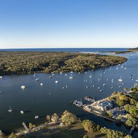 Drone view, Noosa Yacht and Rowing Club, 142 Gympie Terrace, Noosaville, 5 May 2023