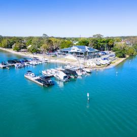 Drone view, Noosa Yacht and Rowing Club, 142 Gympie Terrace, Noosaville, 5 May 2023