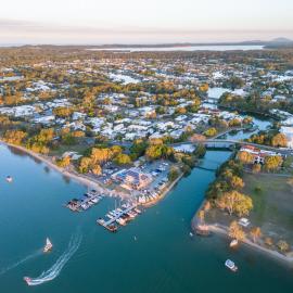 Drone view, Noosa Yacht and Rowing Club, 142 Gympie Terrace, Noosaville, 5 May 2023