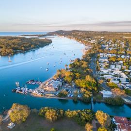 Drone view, Noosa Yacht and Rowing Club, 142 Gympie Terrace, Noosaville, 8 May 2023