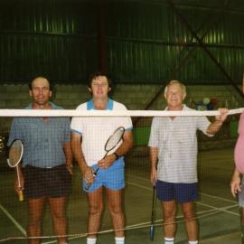 John Pallett, Henry Cook, Norm Stacey and Len Clarke, Cooroy Badminton Club, 26 Emerald Street, Cooroy, 8 May 2001