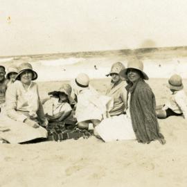Beachgoers, Noosa Main Beach, Noosa Heads, ca 1930s