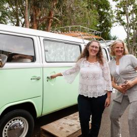 Kerri Contini and Nicole Maggs (l-r), Opening, 'What's up Sunshine?' exhibition, Noosa Regional Gallery, Tewantin, 15 June 2017
