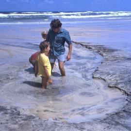 Boys and fresh water bubbler, Noosa North Shore, 1970s