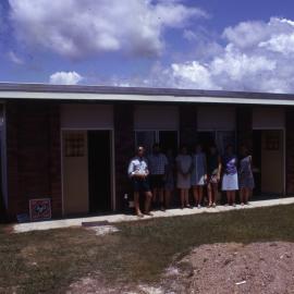 Exterior building and staff members, Noosa News, 43 Poinciana Ave, Tewantin, December 1969