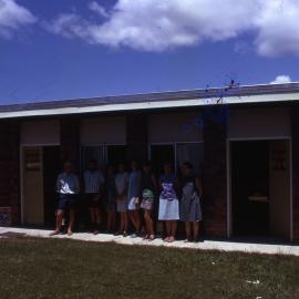Exterior building and staff members, Noosa News, 43 Poinciana Ave, Tewantin, December 1969
