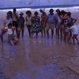 Daytrippers experience fresh water bubbler, Noosa North Shore, 1970s