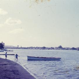 Boys and boats, Noosa River, Noosaville, 1970s