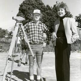 Checking construction levels, 1980s