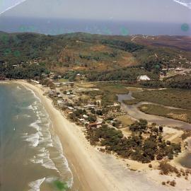 Aerial view Noosa Heads Main Beach and Hastings Street, Noosa Heads, 1960s