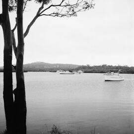 Anchored refuge from the storm, Noosa River, Noosaville, February 1974