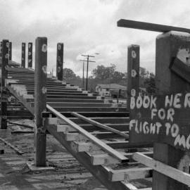 Construction of pedestrian overpass, Cooroy Railway Station, Cooroy, ca 1985