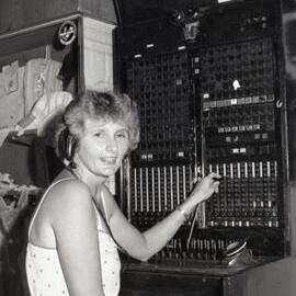 Trying an exhibit, opening day, Cooroora Historical Society Museum, Pomona, 27 April 1985