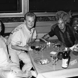 Danny La Rue (2nd left), Western themed function, Noosa Heads, 1980s