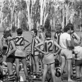 Junior team players, Noosa District Australian Football Club, 149 Weyba Road, Noosaville, ca 1980s