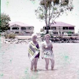 Minnie Elizabeth Jesberg (nee Jones) and daughter Olive, Noosa River, Noosaville, ca 1960s