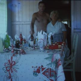 Ed Grimley and Minnie Jesberg, Christmas Day, 'Wondai', Noosaville, ca 1960s