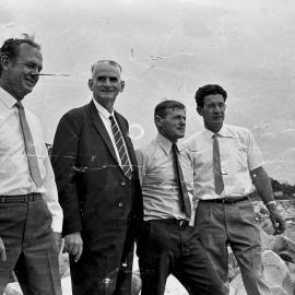 David Low MLA with Neil Macdonald and others, Noosa Main Beach, Noosa Heads, 5 March 1971