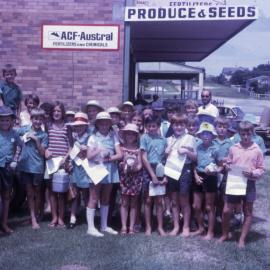 Cooroy State School children walk around town, Diamond Street, Cooroy, 1970s