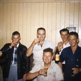 Christmas celebrations, Page Motors Cooroy staff, Cooroy, ca 1956
