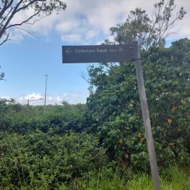 Direction sign, Girraween Criterium, Girraween Sport Complex, Eenie Creek Rd & Langura Street, Noosa Heads, 3 November 2024