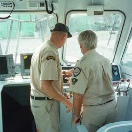 Delivery day, 'John Waddams' rescue boat, Coast Guard Noosa QF5, Noosaville, 21 January 2003